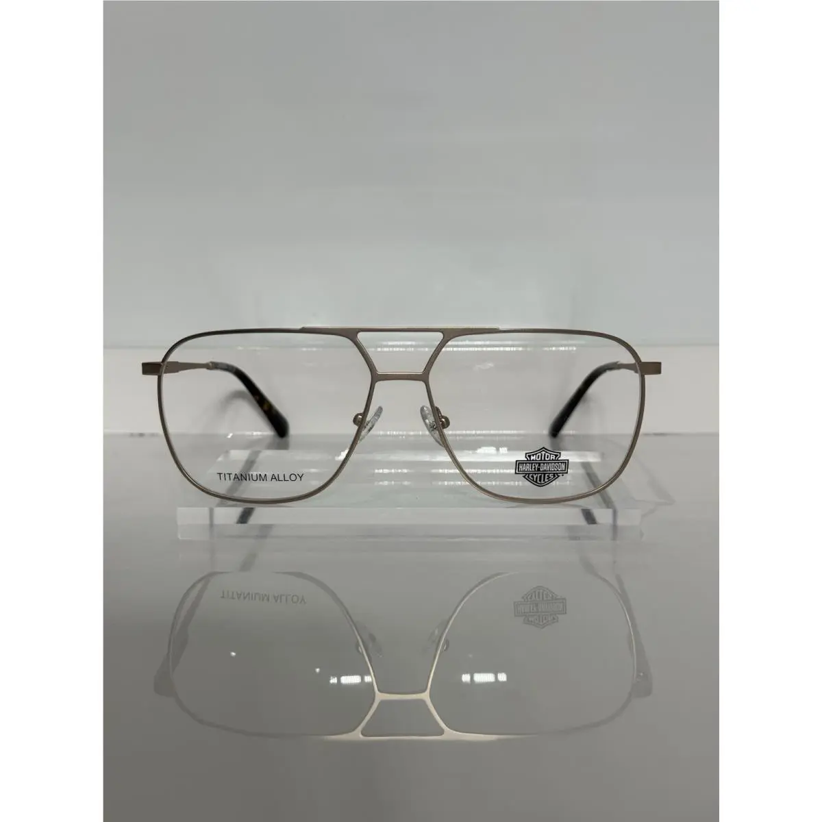 Harley Davidson HD50104V 032 Matte Gold Titanium Classic Metal Eyeglasses 60mm