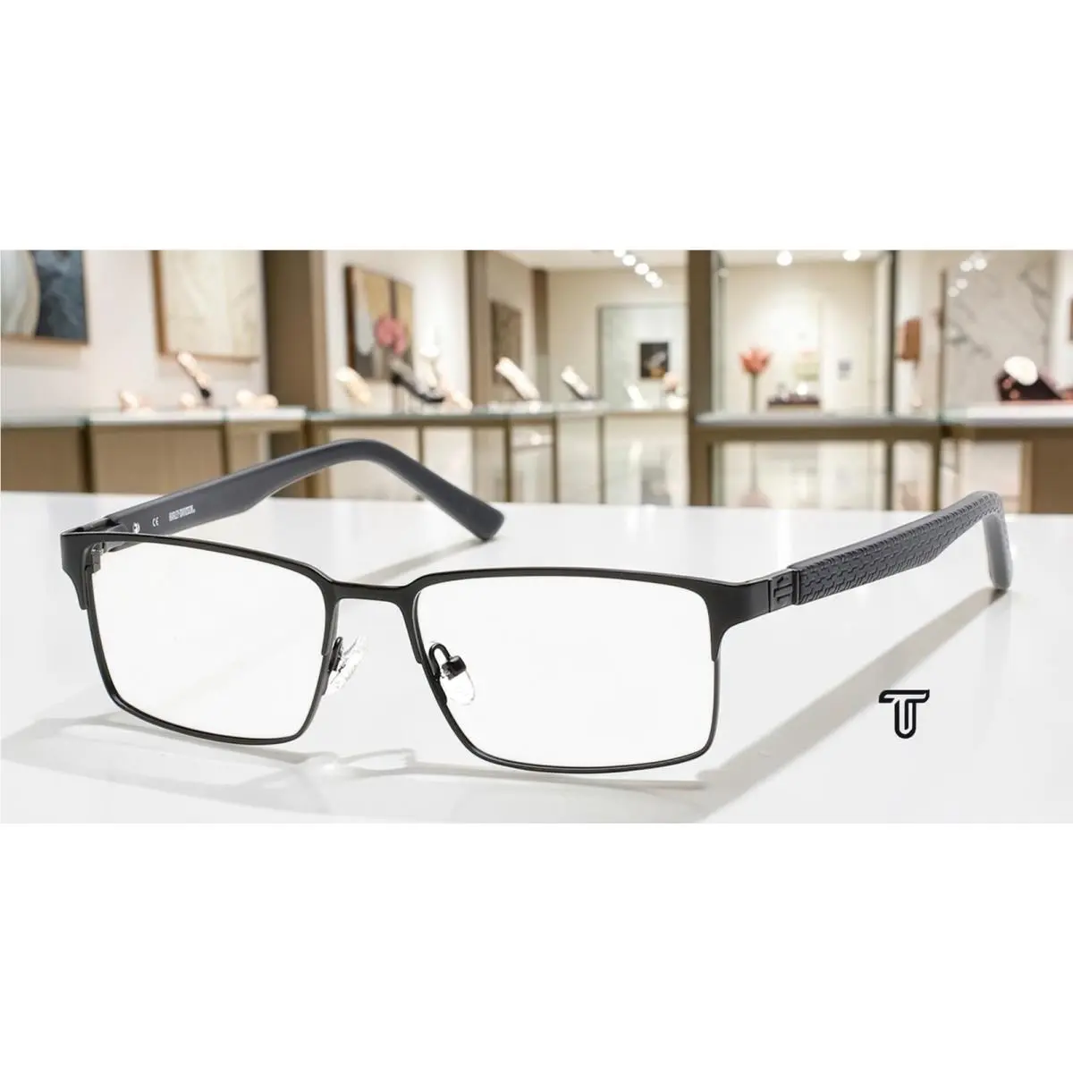 Harley-davidson HD0716 001 Shiny Black Clear Lens Metal 54 mm Men`s Eyeglasses