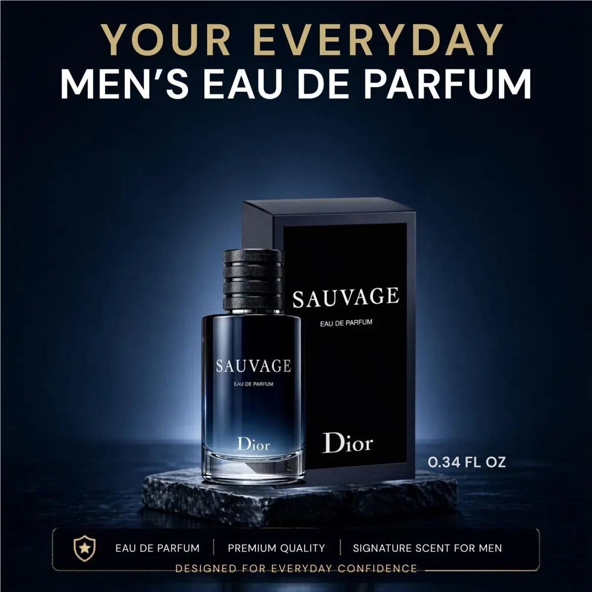 Dior Sauvage Perfume For Men Mini Edp Travel Splash 0.34 Ounce