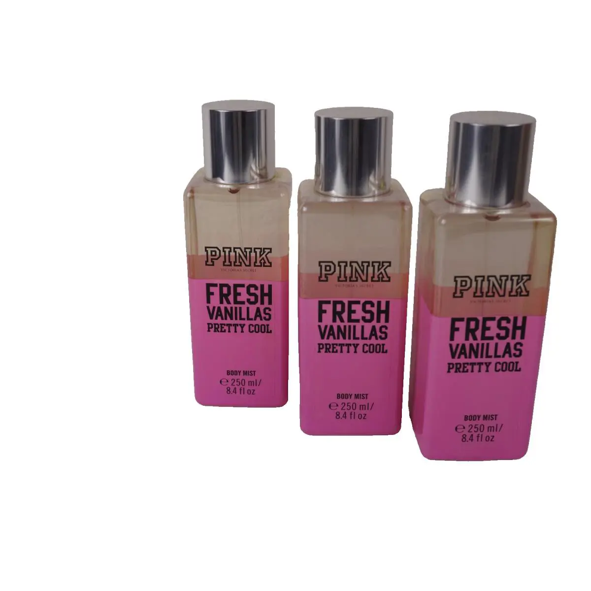 3 Victoria`s Secret Pink Fresh Vanillas Perty Cool Body Mist 8.4