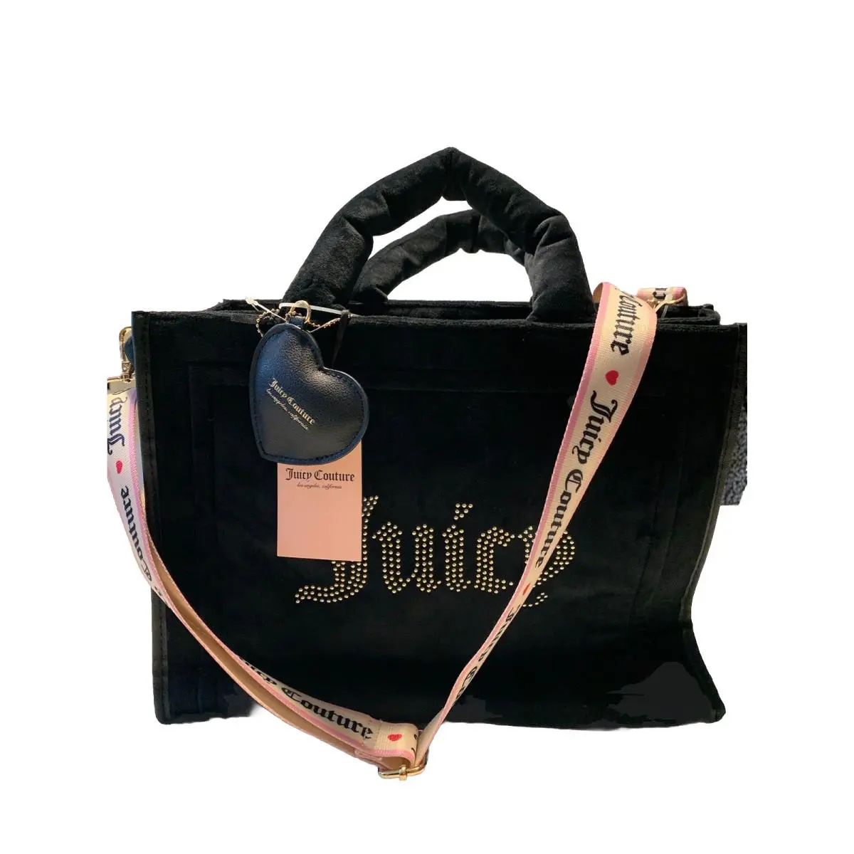 Juicy Couture Women`s Black Suede Large Tote Shoulder Bag Crossbody Purse