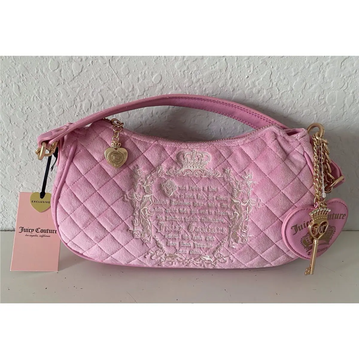 Juicy Couture Juicy Tale Shoulder Bag Cherry Blossom Pink Quilted Bag Purse