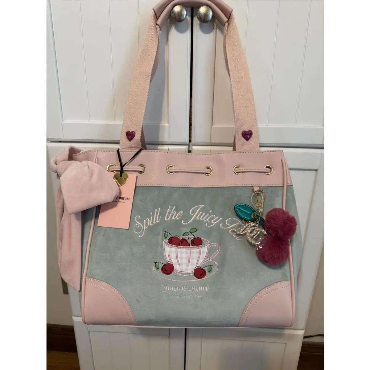 Juicy Couture Spill The Juicy Tea Tote Bag Frosty Green/pink