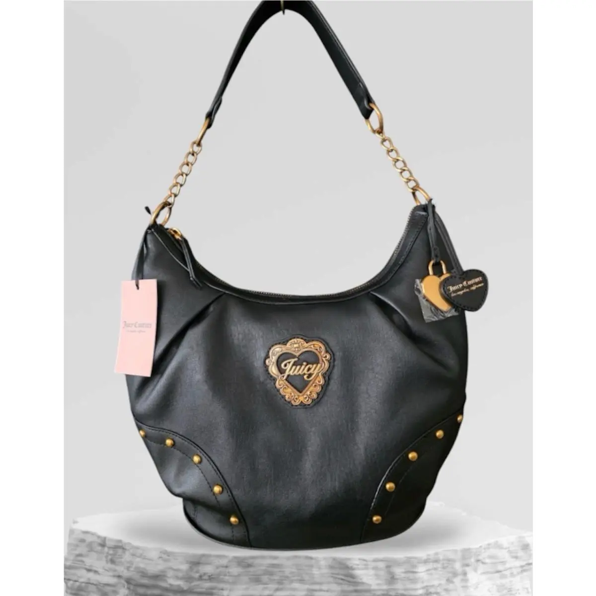 Viral  Black Liquorice “in My Juicy Era” Hobo Bag Heart Logo by Juicy Couture