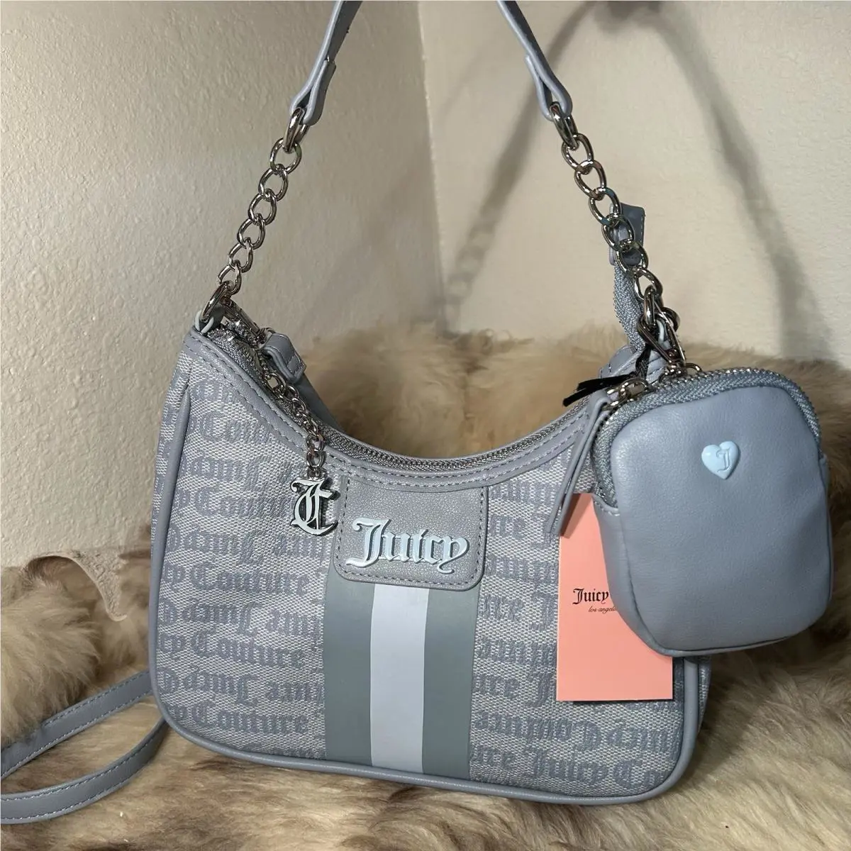 Juicy Couture State Of My Heart Shoulder/crossbody Bag Pouch - Dusty Blue