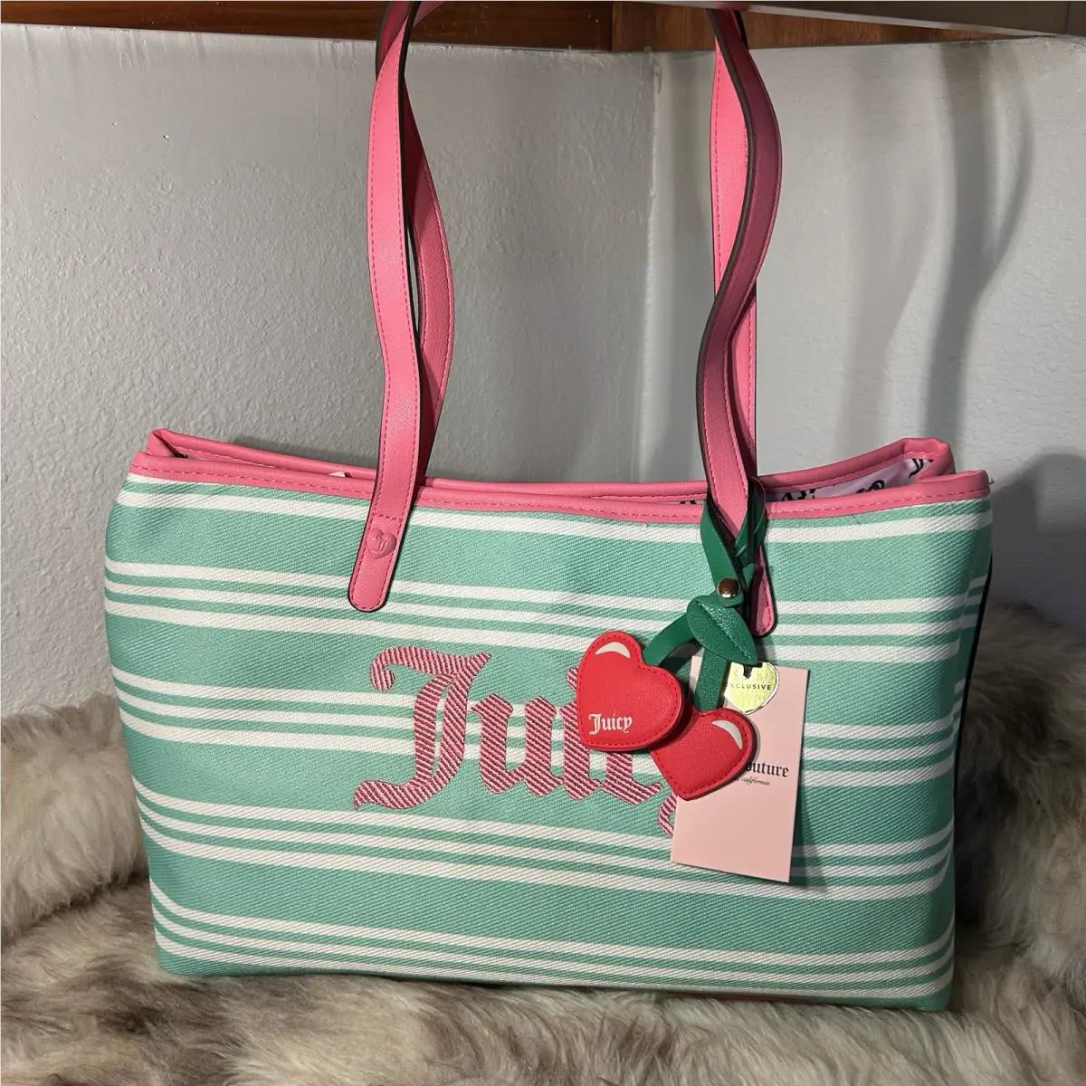 Juicy Couture Paradise Tote - Cherries - Retro Green Pink