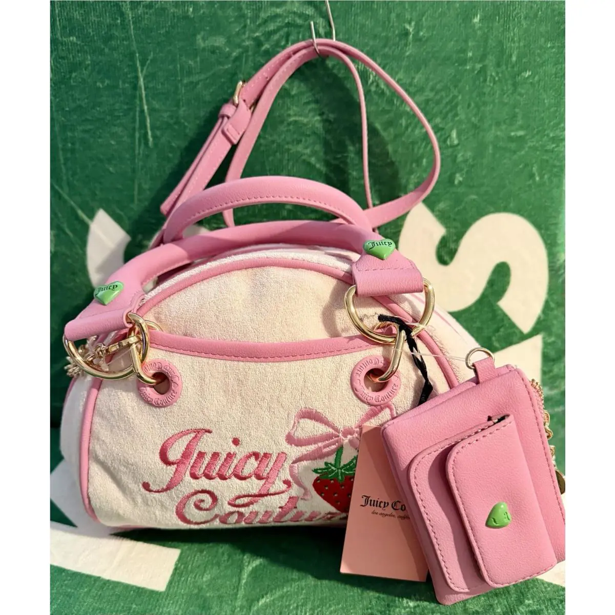 Juicy Couture Retro Strawberry Tote Pink Bowler Satchel Bag+purse Bundle Y2K