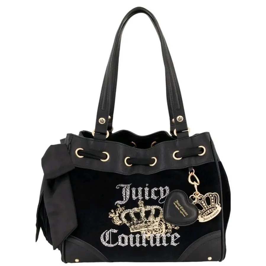 Juicy Couture Daydreamer Bag Royal Bloom Tote in Liquorice Black Crown Bling