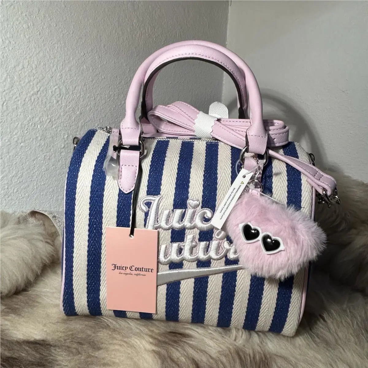 Juicy Couture Free To Be Juicy Speedy Satchel Crossbody - Blue Stripe