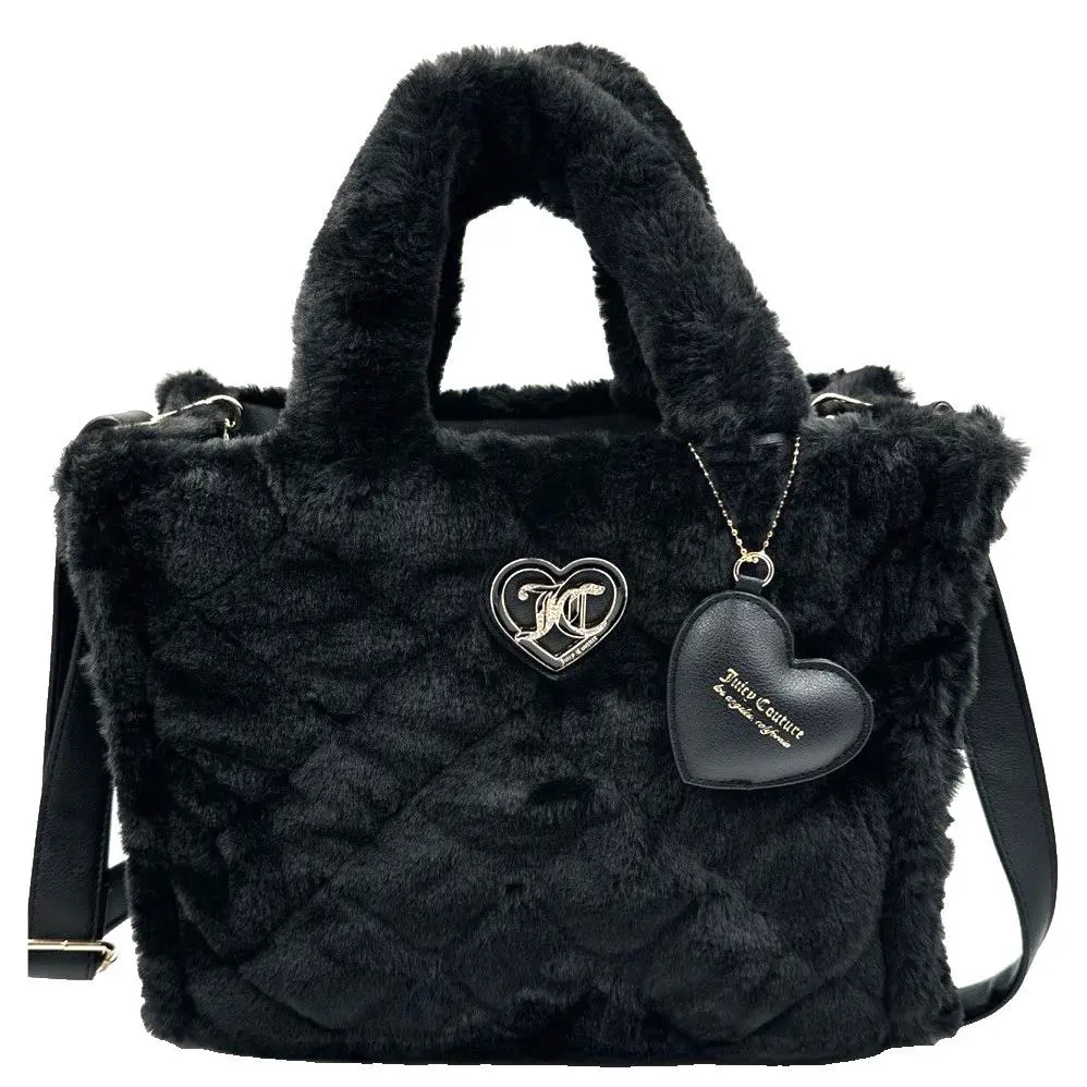 Juicy Couture Let’s Get Cozy Tote Plush Bag Liquorice Black Purse