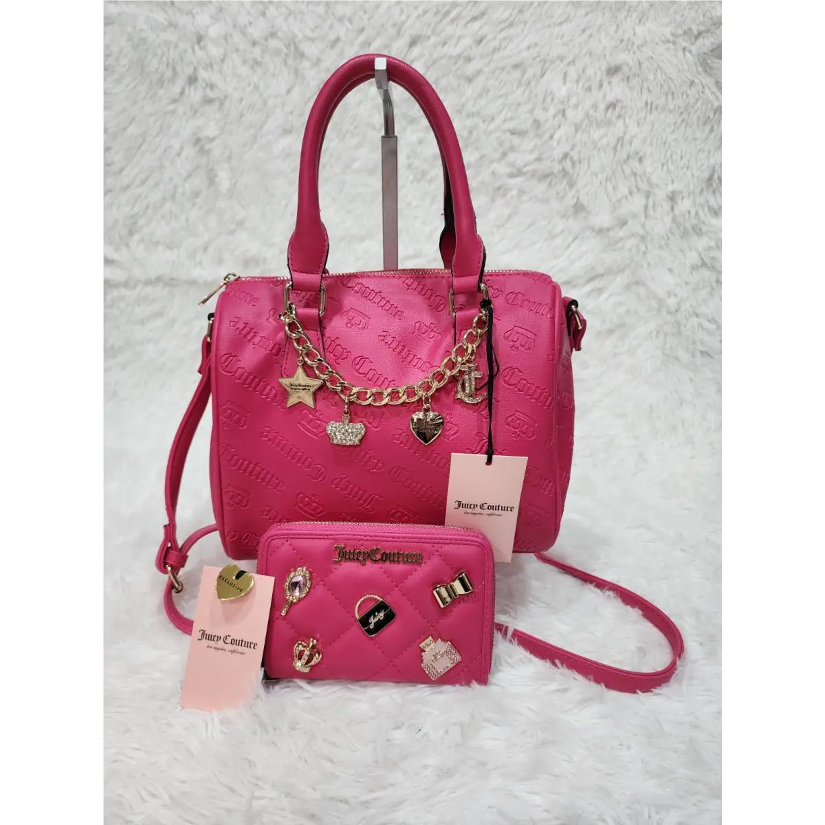 Juicy Couture Not Your Babe Satchel and Girls Only Wallet Lot Of 2 Barbie Pink