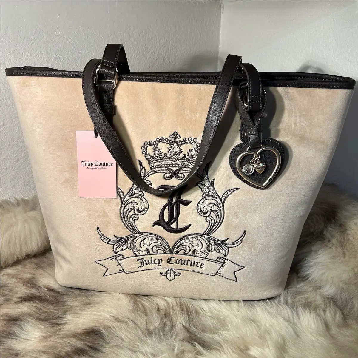 Juicy Couture Need More Juicy Tote - Buff Beige Velour