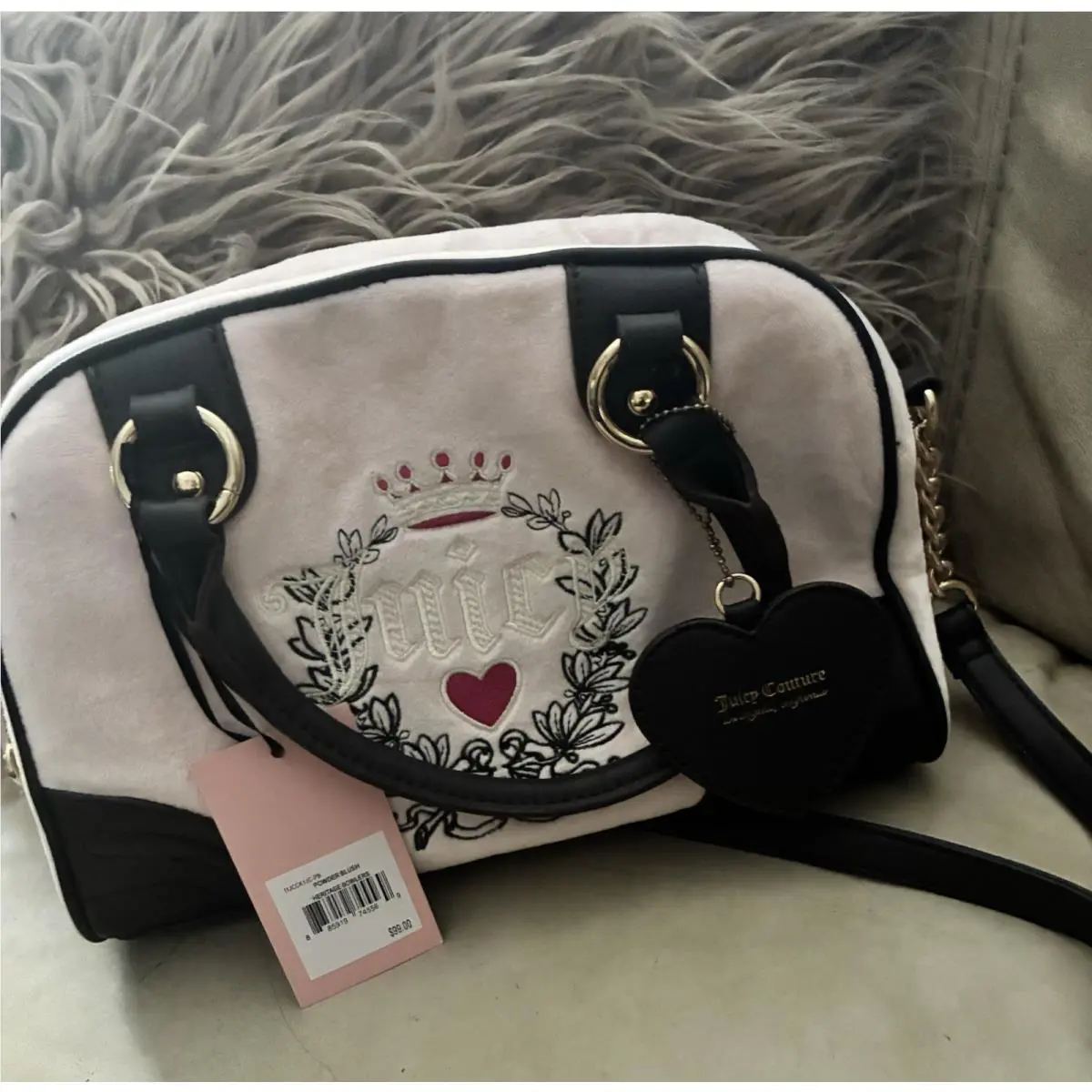 Juicy Couture Heritage Dome Satchel Pink and Black