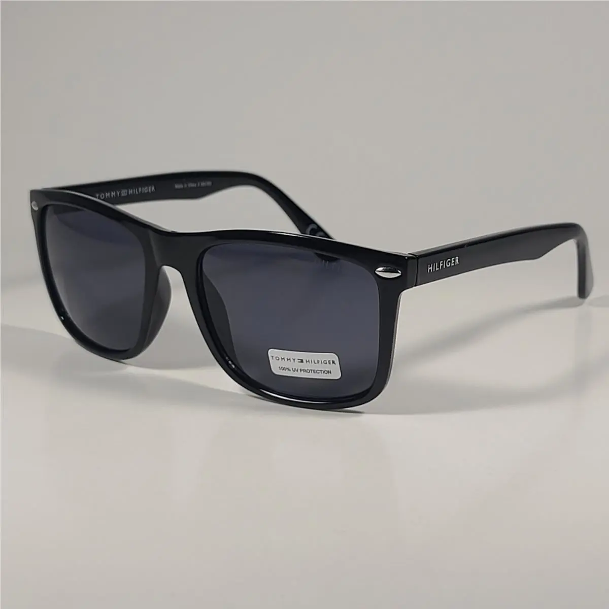 Tommy Hilfiger MP OM671 Rectangular Sunglasses Shiny Black Frame Gray Lens