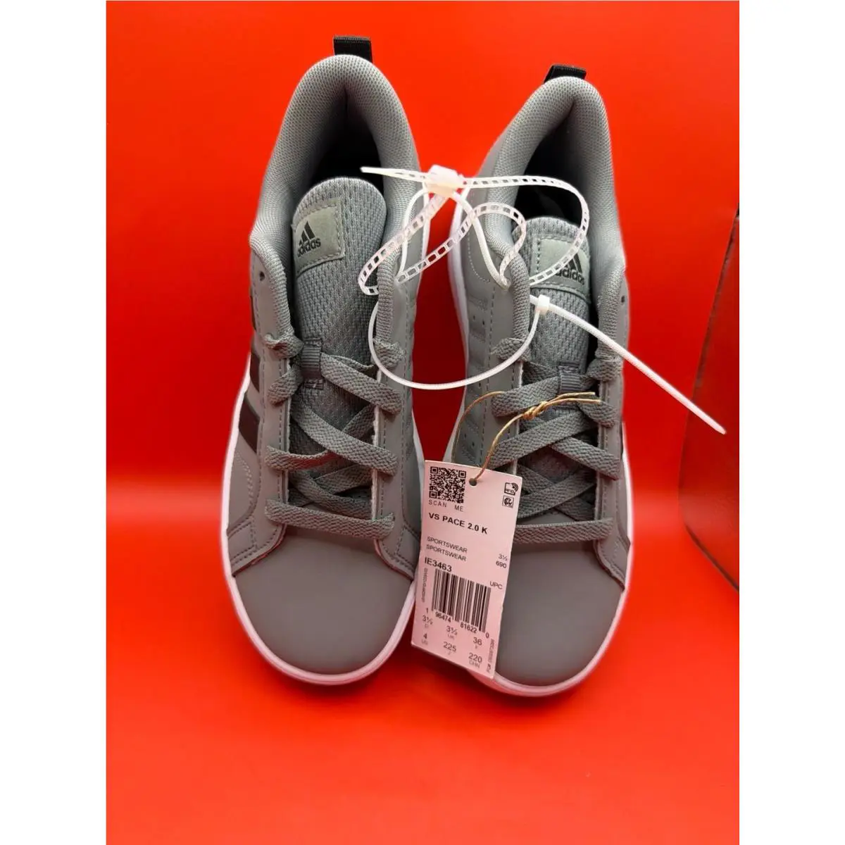 Adidas VS Pace 2.0 K Grey Black Sneakers Size US 4