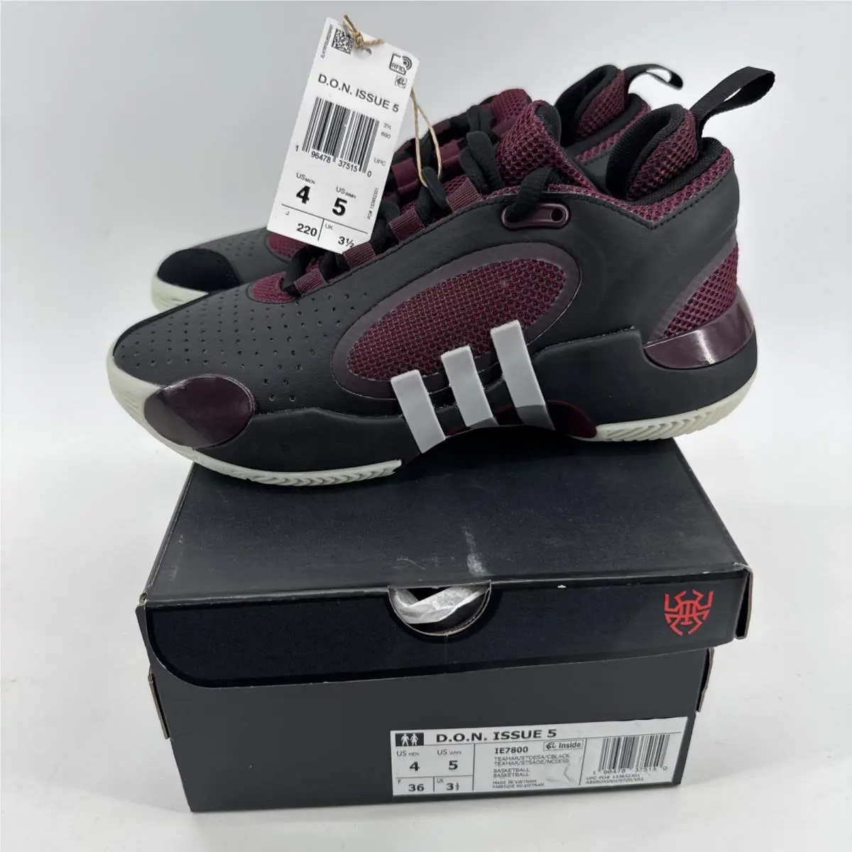 Adidas D.o.n. Issue 5 Men’s 4/ Womens 5 Basketball Shoe Black Athletic Sneaker