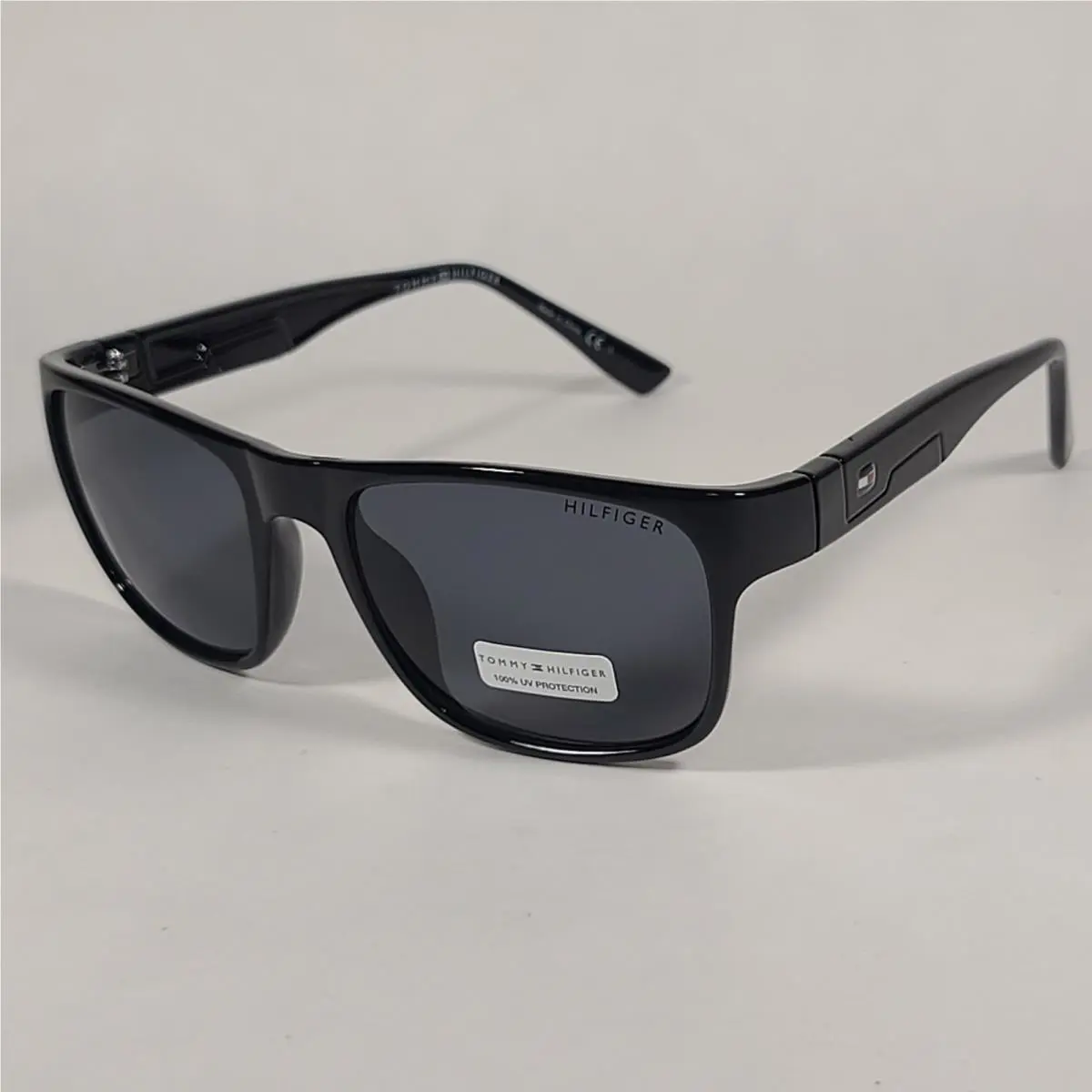 Tommy Hilfiger Wilson MP OM563 Rectangular Sunglasses Shiny Black Gray Lens