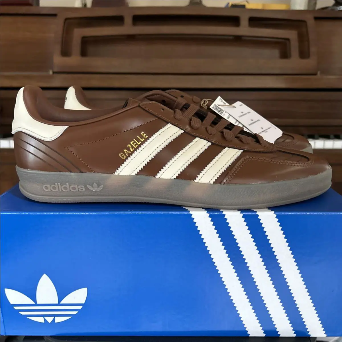 Size 11 - Adidas Gazelle Indoor Preloved Brown Wonder White Gum