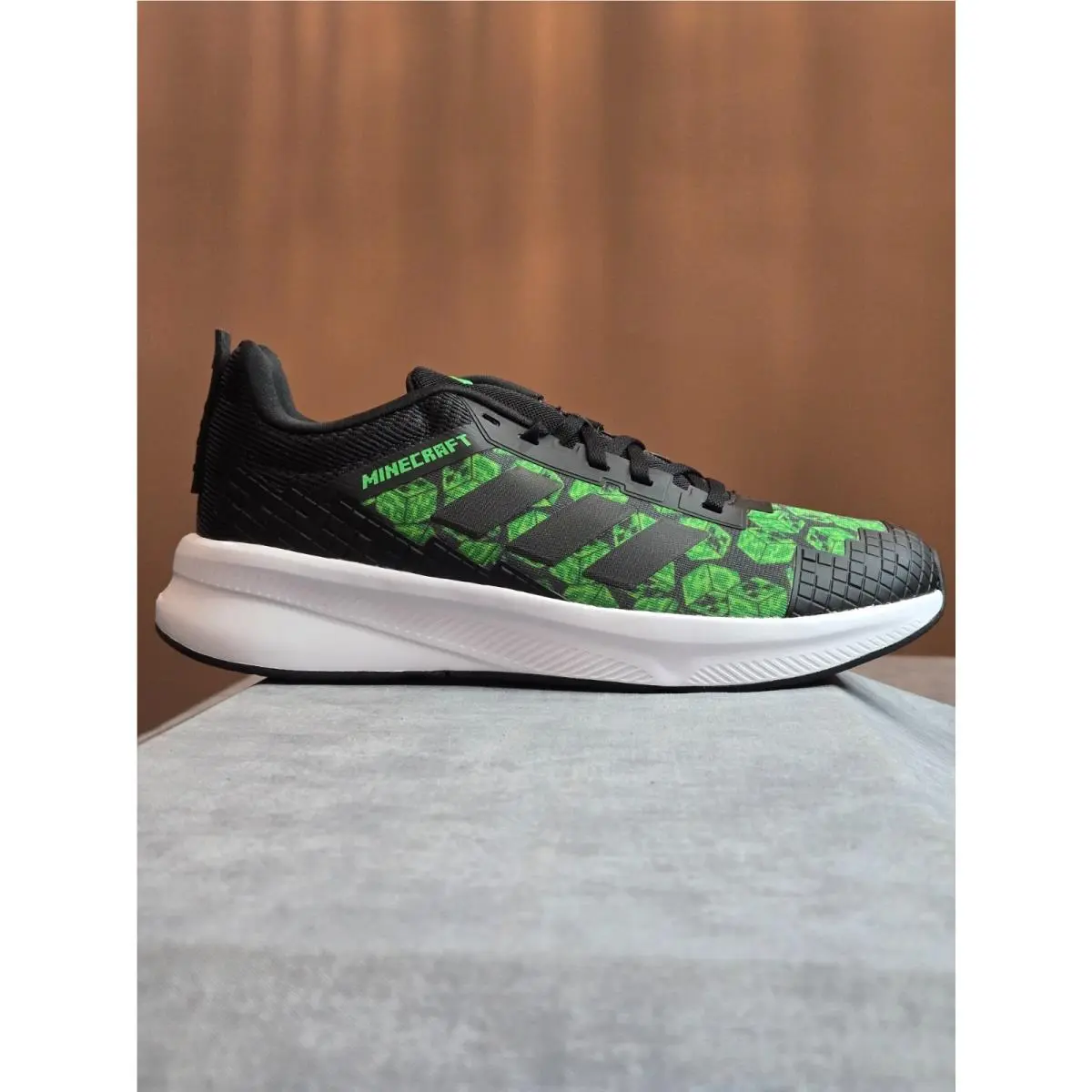 Adidas x Minecraft Fortarun J Collab Size 7Y 8W JR1932 Minecraft Black Green