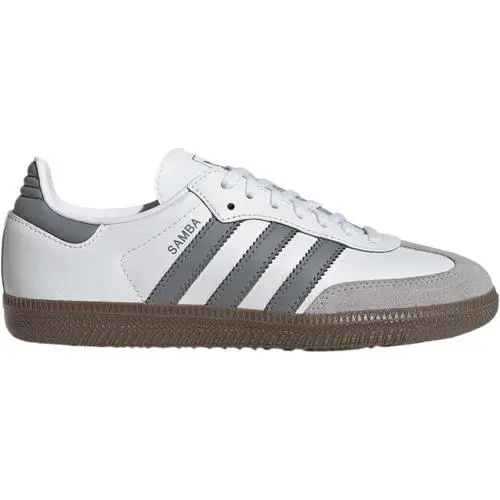 Adidas Samba OG Grade School Core White Grey Sneakers Youth Size 6 Shoes