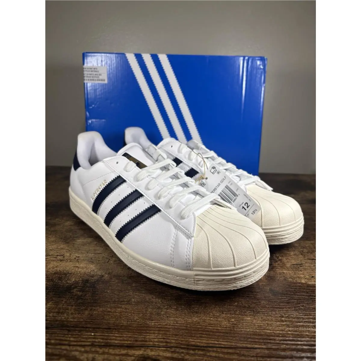 Adidas Superstar Golf Shoes White Black ID5003 Low Top Cleats Men`s Size 11
