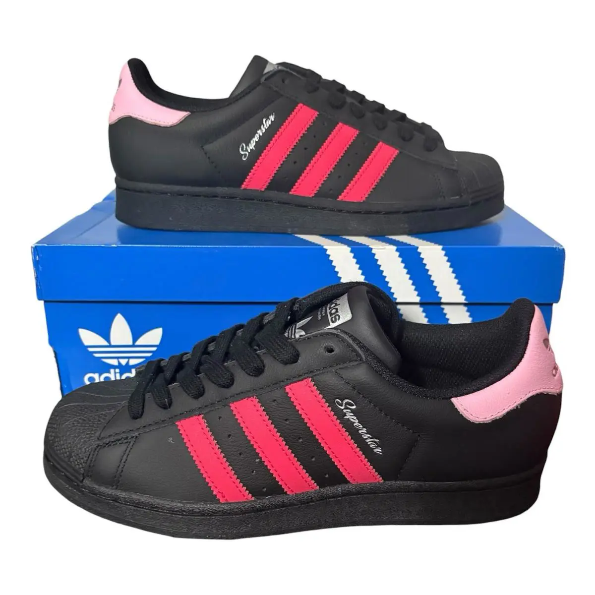 IE2999 Adidas Superstar “black Scarlet Pink” Women’s Shoes Sz 8 - Black