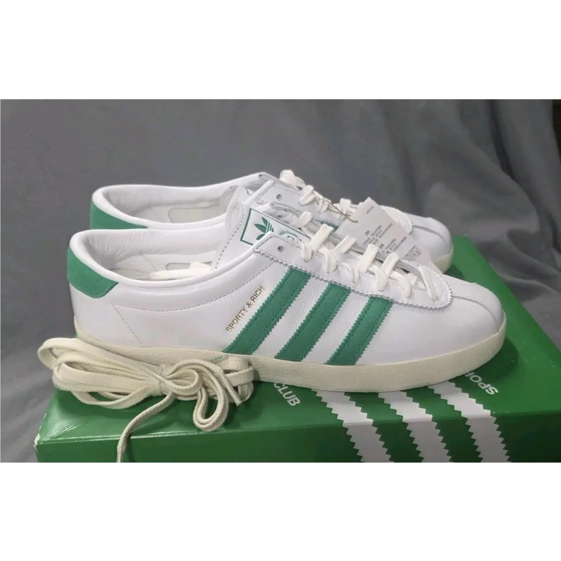 Adidas x Sporty Rich Blanc Shoes White Court Green JP7552 Women Size 10.5