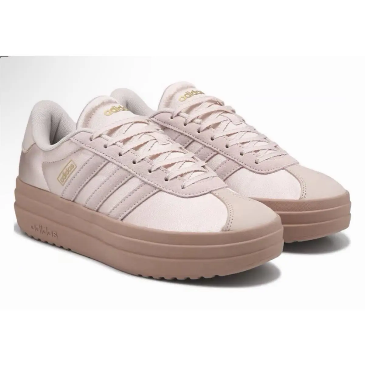Adidas Women`s VL Court Bold Platform Sneaker Satin Pink Sz 7