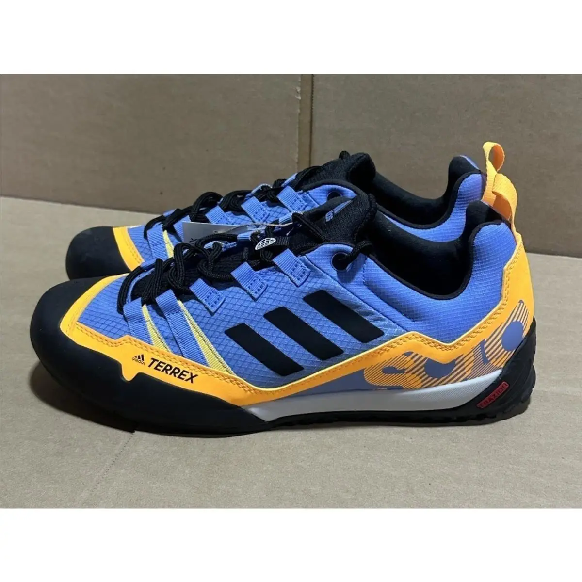 Adidas Terrex Swift Solo Approach Blue Fusion Solar Gold Hiking Shoes Men`s 7.5