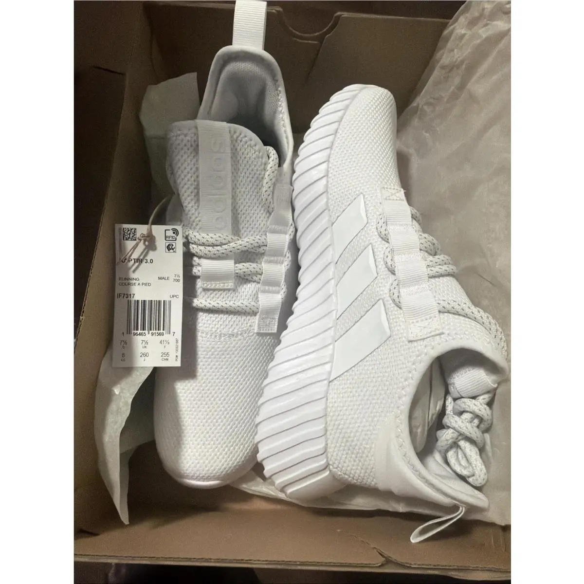 Adidas Kaptir 3 Men’s Running Shoe White Athletic Sneaker Sz 8 Men