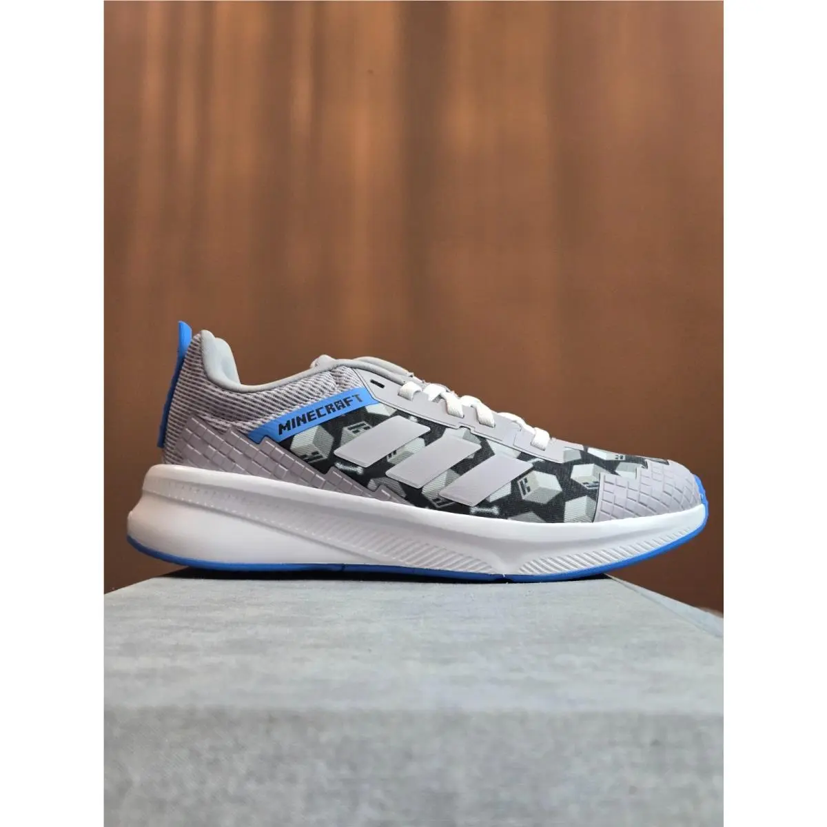 Adidas x Minecraft Fortarun J Collab Size 4.5Y 5.5W JR1933 Grey Blue