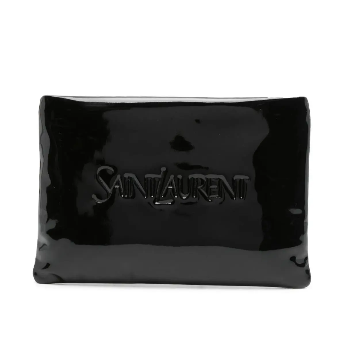 Saint Laurent Black Patent Leather Small Puffy Pouch Clutch Bag by Yves Saint Laurent