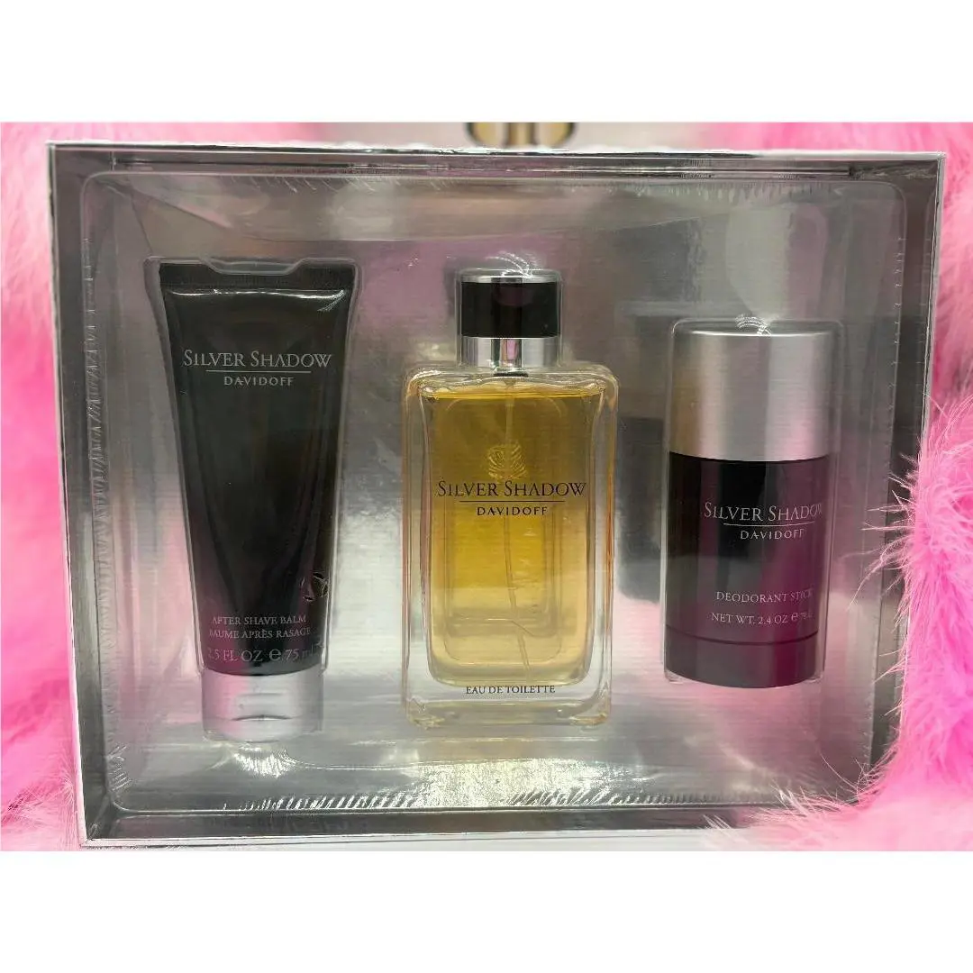 Silver Shadow by Davidoff 3 PC Gift Set - 3.4 oz Edt Sp+2.5 oz ASBalm+2.4 oz Deo