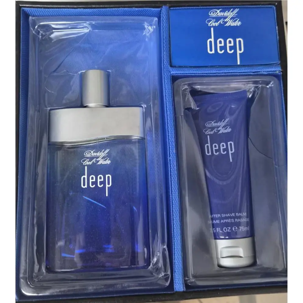 Davidoff Cool Water Deep Set: 3.4 Oz- 100ml + 2.5 Oz- 75ml After Shave Balm /new