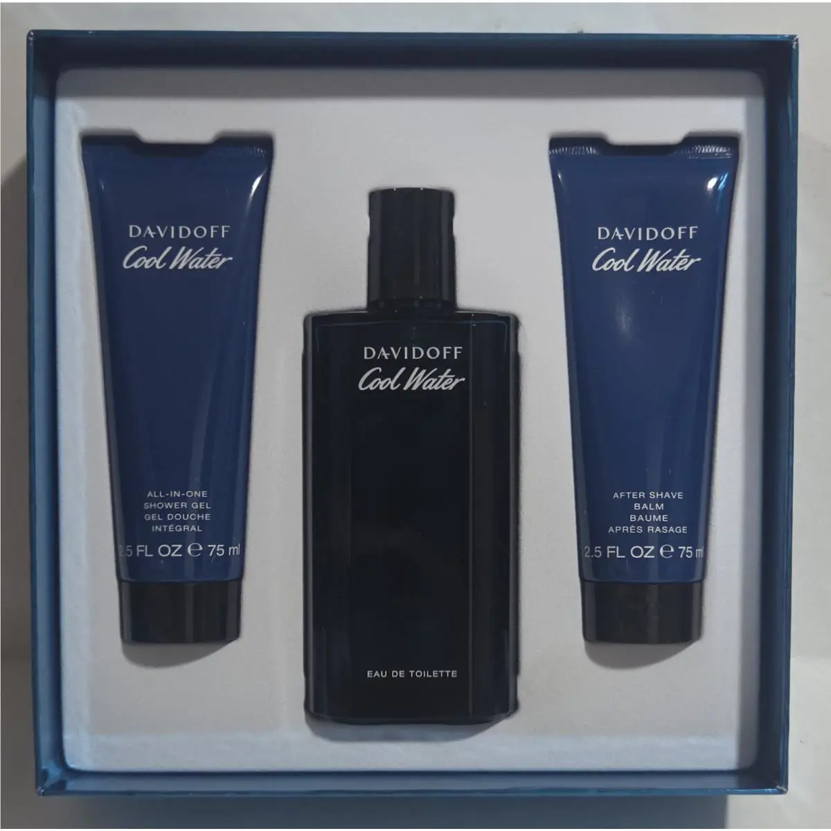 Davidoff Cool Water Man 3-Pcs 4.2 Fl Oz Edt Spray Shower Gel After Shave