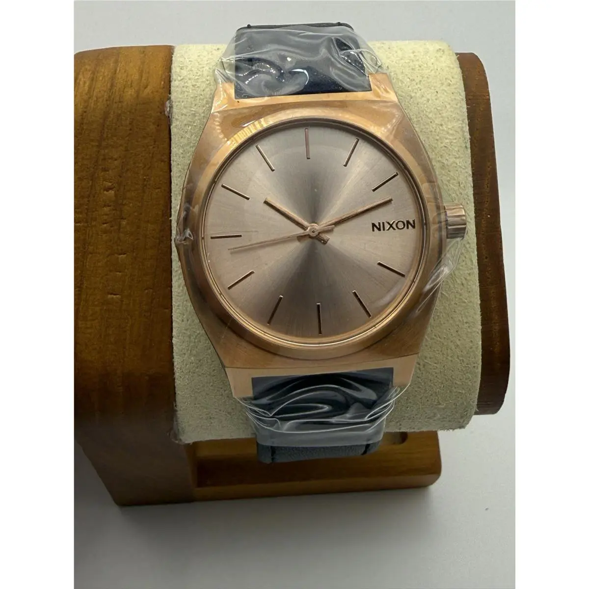 Nixon Time Teller Watch Rose Gold Black Leather A045 1932 37mm Unisex 100m