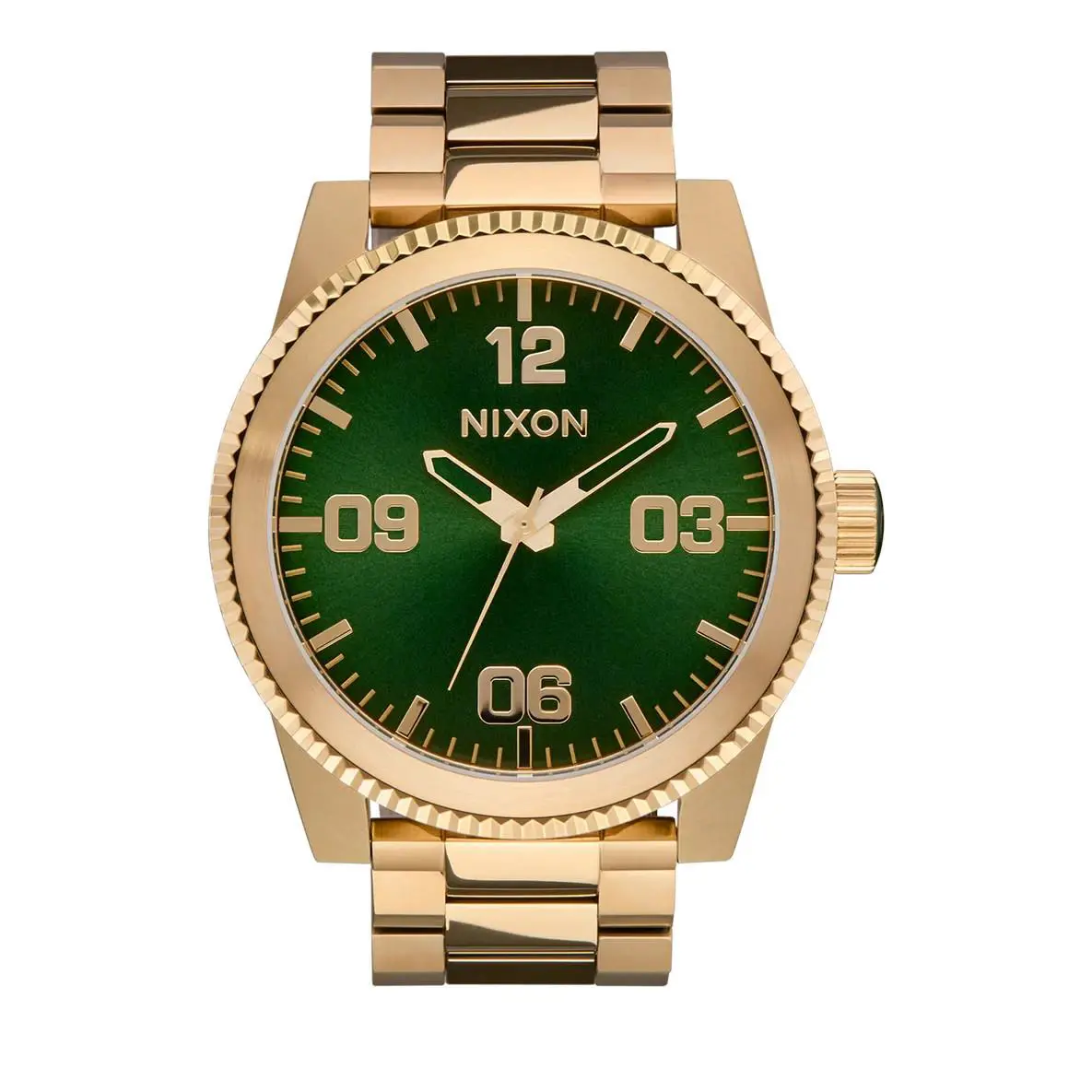 Nixon Corporal Gold Tone Stainless Steel Green Dial 48mm Unisex Watch A346-2691