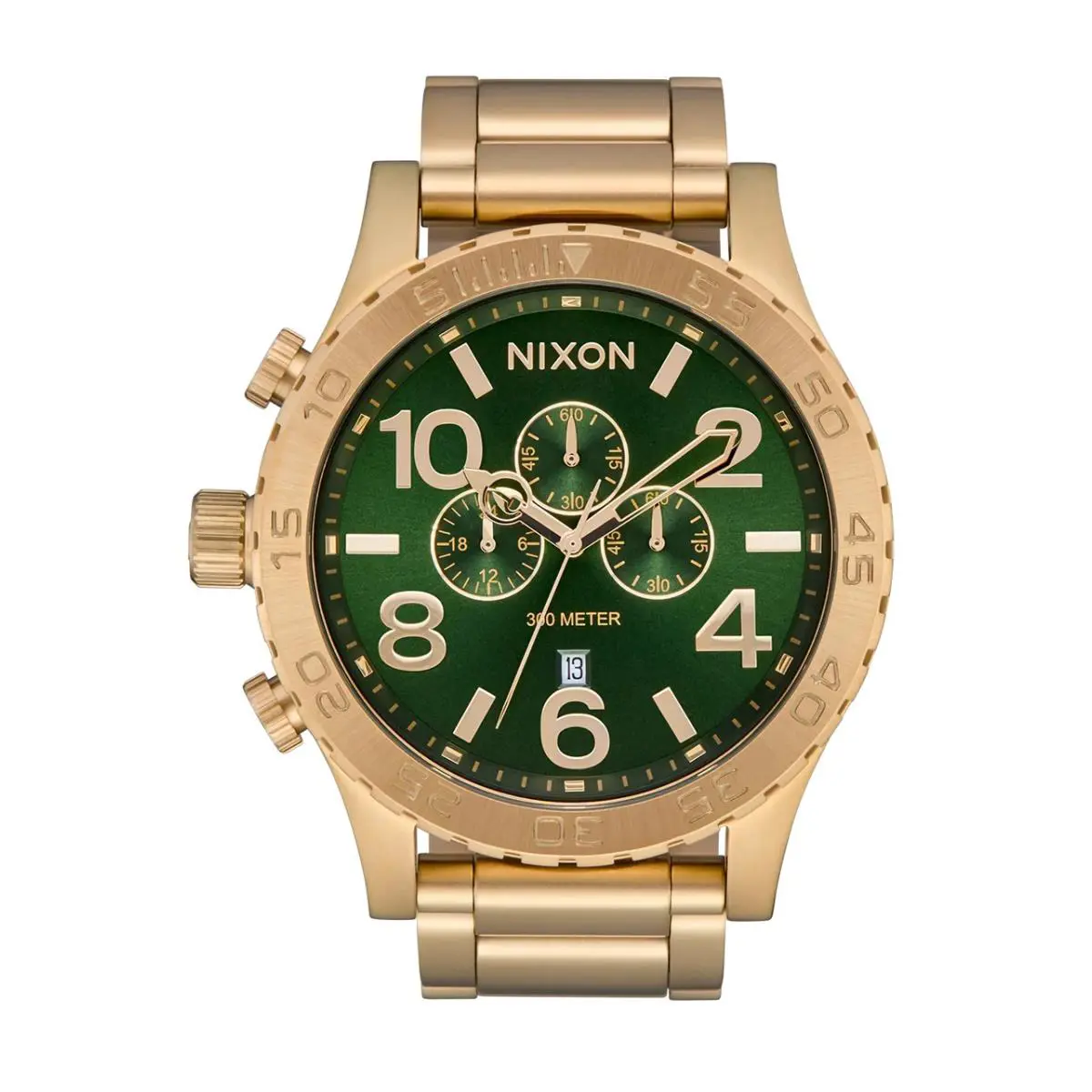 Nixon 51-30 Chrono 51mm Gold Stainless Steel Green Dial Unisex Watch A1389-1919