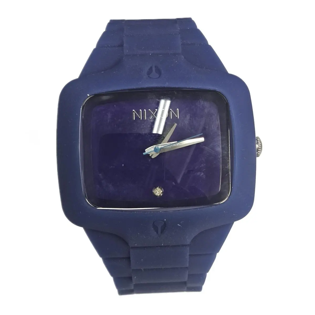 A139306 The Rubber Player Black Dial Blue Rubber Strap Diamond Mens Watch by Nixon