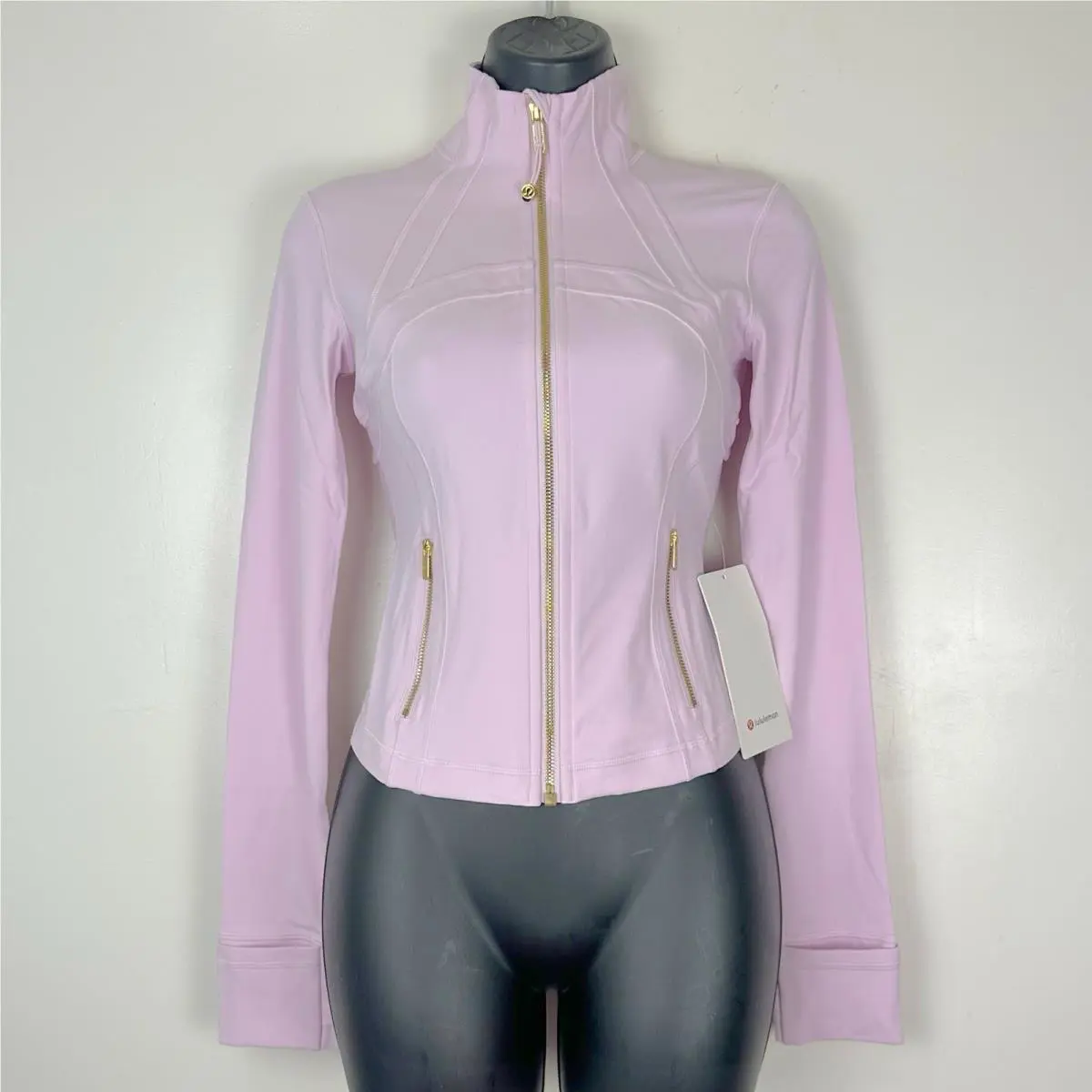 Lululemon Define Cropped Jacket Nulu Pink Organza Gold Size 4 Yoga