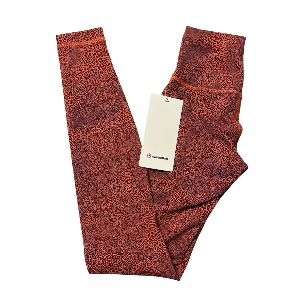 Lululemon Wunder Train High Rise Tight 28 Crackle Glaze Vintage Orange Larkspur