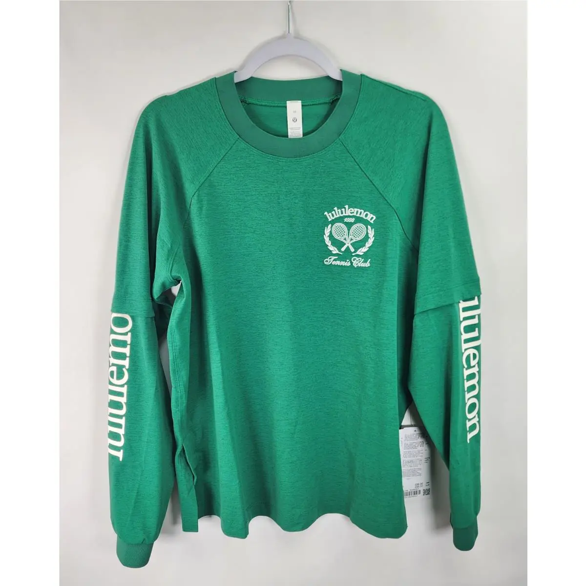 Lululemon Layered Long Sleeve T-shirt Top Women`s 10 Tennis Club Green