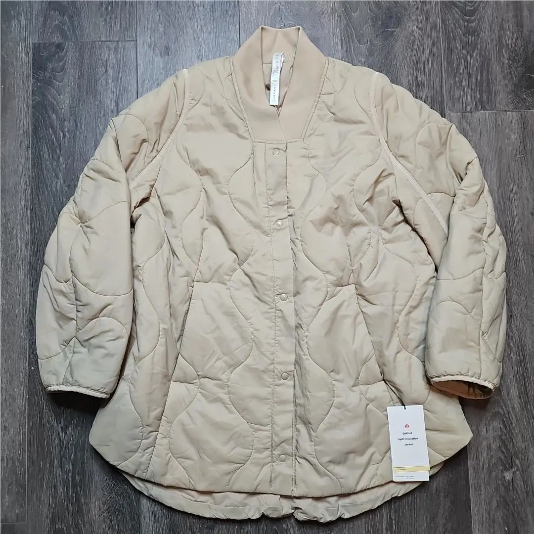 Lululemon Quilted Light Insulated Jacket SZ 12 Tan Primaloft 106250