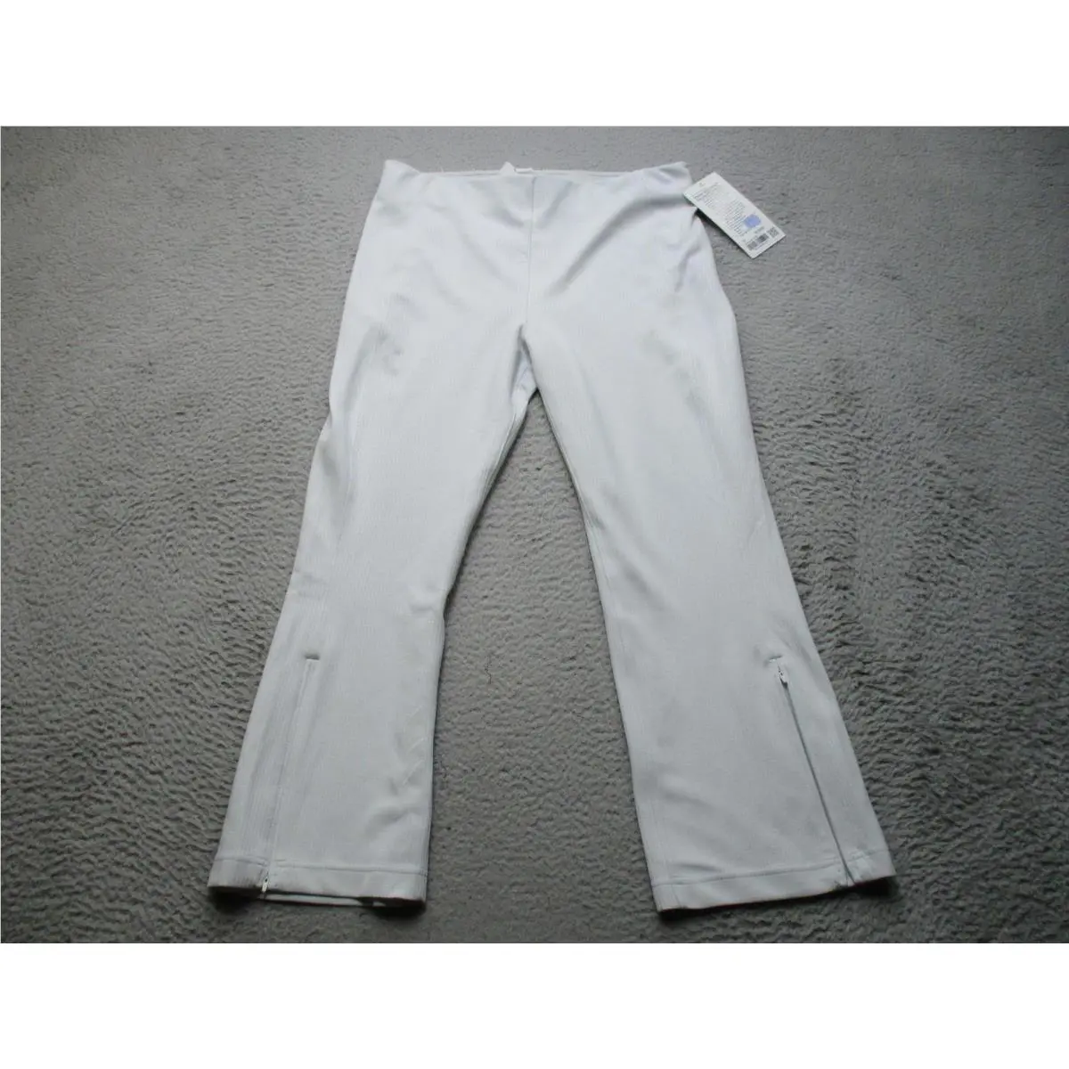 Lululemon Pants Womens 12 White Ribbed Softstreme Zip Leg HR Crop 25 High Rise