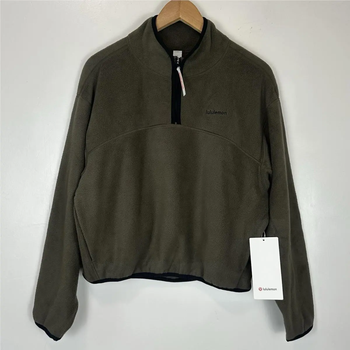 Lululemon Tumbled Fleece Half-zip Jacket Olive Brown Size: XS Casual Yoga