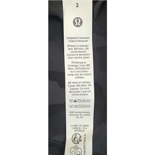 Lululemon clothing - Black Camo 2