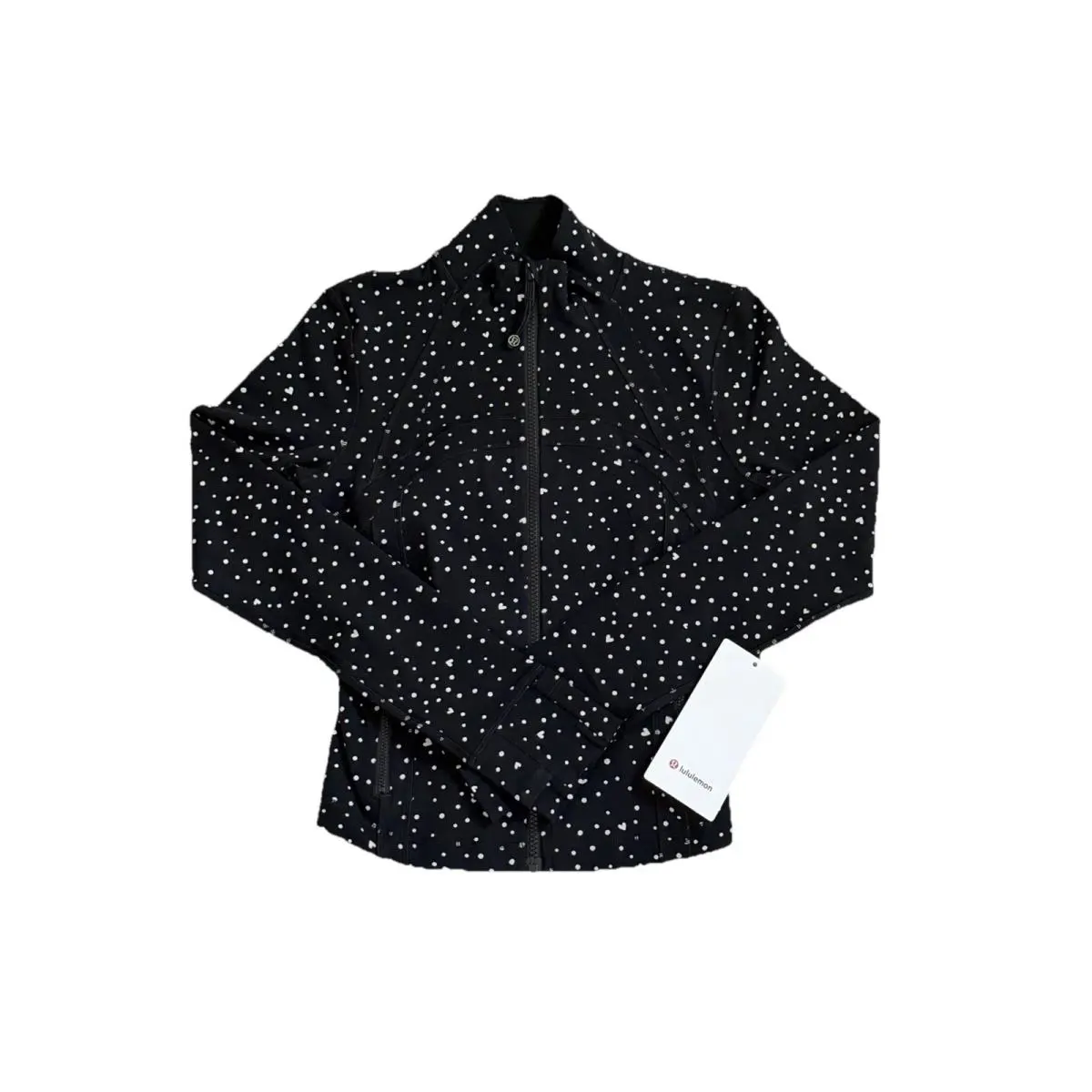 Lululemon Define Cropped Jacket Black Heart Dot White Size 6
