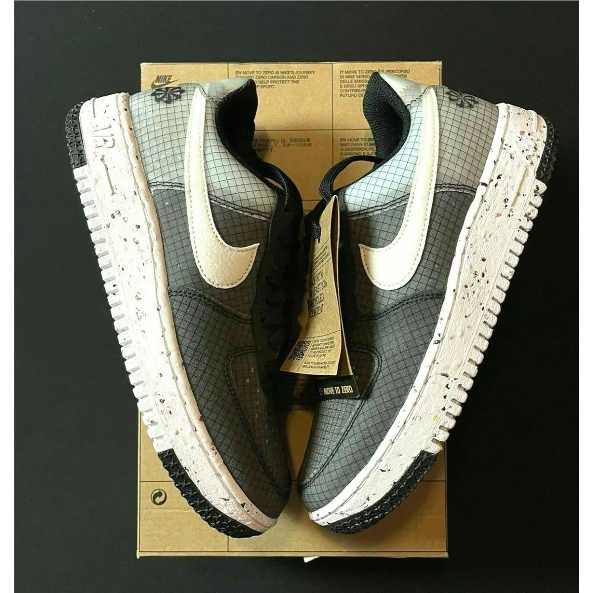 Nike Air Force 1 Crater Mens 6.5 Womens 8 White Gray Black AF1 DH2521-001 Nby