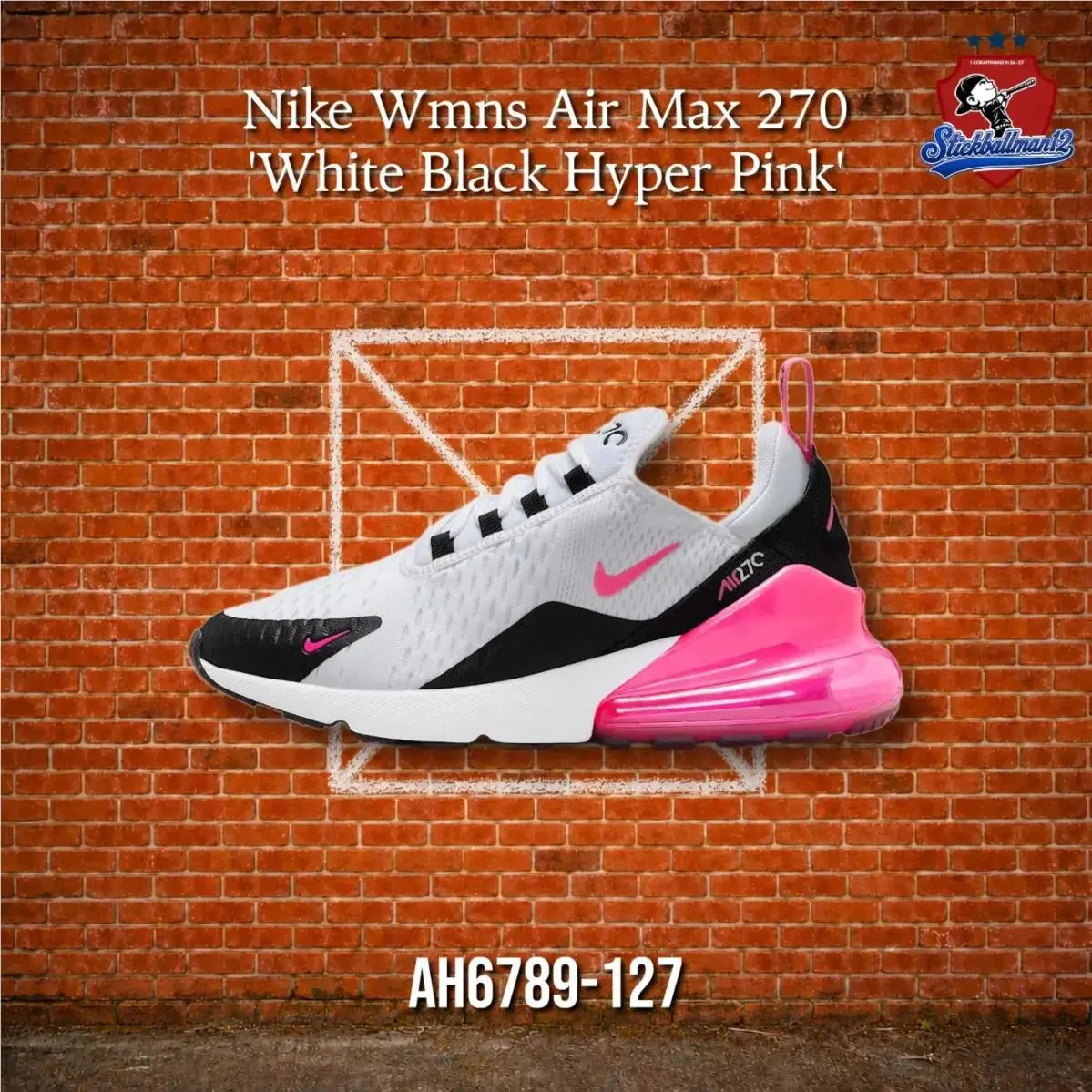 Nike Air Max 270 White Black Hyper Pink Women`s AH6789-127