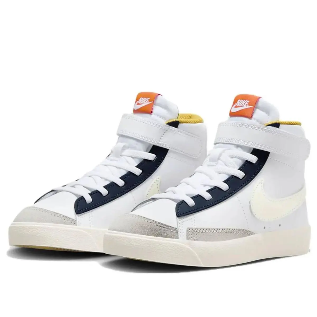 Nike Blazer Mid `77 FN6967-100 Kids White Midnight Navy Lifestyle Shoes HTAT7 - White